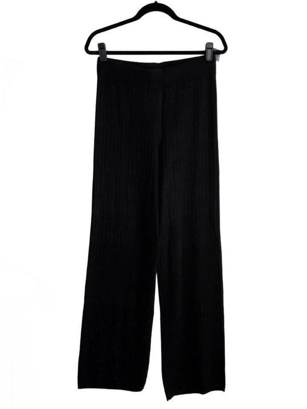 Abercrombie & Fitch Black Wide-Leg Pull-On Pants soft knit ribbed sweatpants